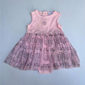Absorba Dress Baby Girls  Pink Kitty Cat Tulle Tank Tutu Summer 9 month